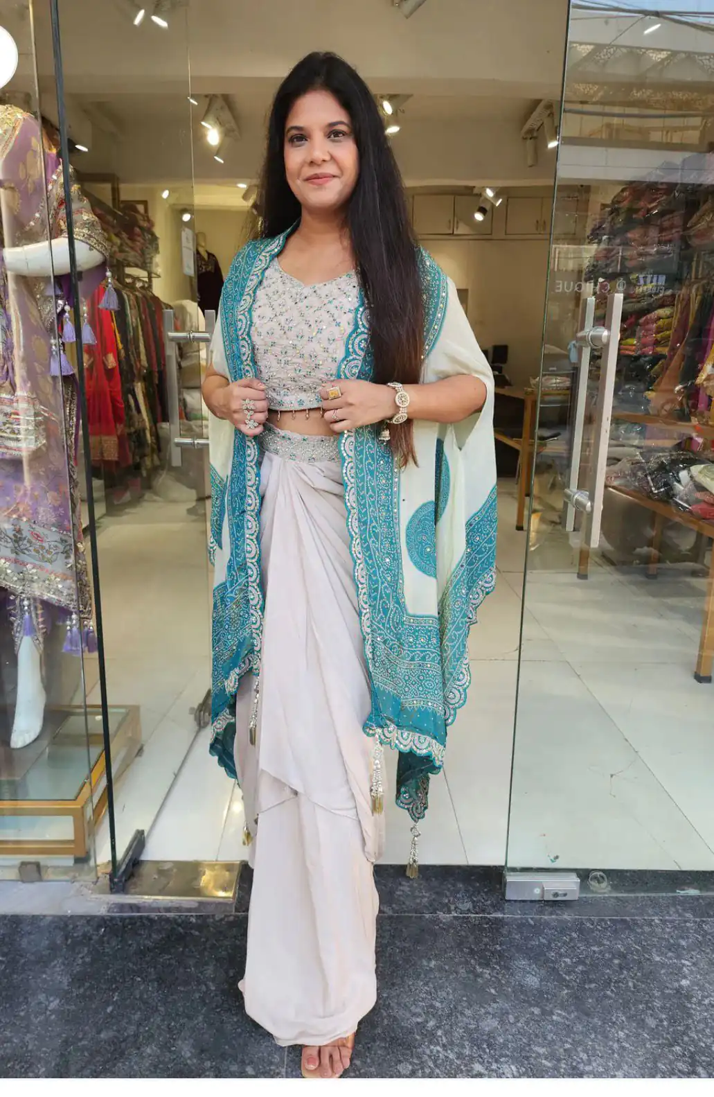 BB 53 Blue Crap Silk Dhoti Suit. Perfect for Wedding, Party, Anniversary, Holi, Temple Visit – Available at ₹2599 only. Delivery 4-6 Working Days. | Jump Suits, Straight Suits, Casual Suits, Creative suits, Designer Suits, Palazzo Suits, Party Wear Suits, Patiala Suits, Salwar suit