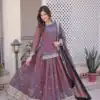 Blue Fendi Chiffon Zari Sequins Work Lehenga Choli