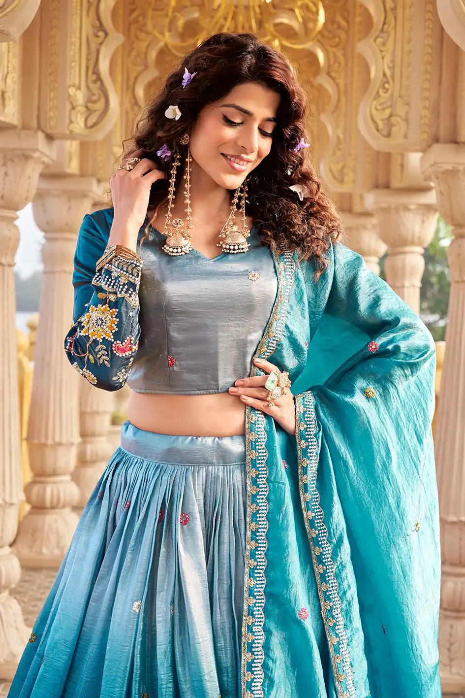 Ram 159 Blue Gold Crush Lehenga Choli Perfect for Wedding, Party, Ethnic Day, Karwa Chauth, Sangeet – . Special Price ₹2649. Delivery 4-6 Working Days. | Bollywood Lehenga, Creative Lehenga, Designer Lehenga, Embroidered Lehenga, Lehenga, Party Wear Lehenga