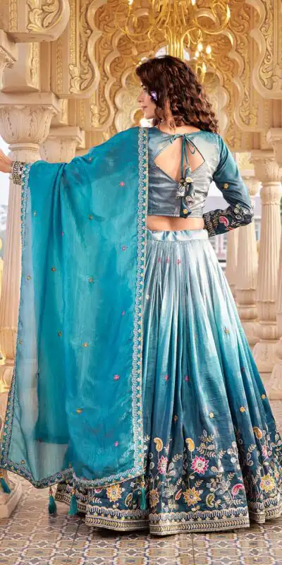 Ram 159 Blue Gold Crush Lehenga Choli Perfect for Wedding, Party, Ethnic Day, Karwa Chauth, Sangeet – . Special Price ₹2649. Delivery 4-6 Working Days. | Bollywood Lehenga, Creative Lehenga, Designer Lehenga, Embroidered Lehenga, Lehenga, Party Wear Lehenga