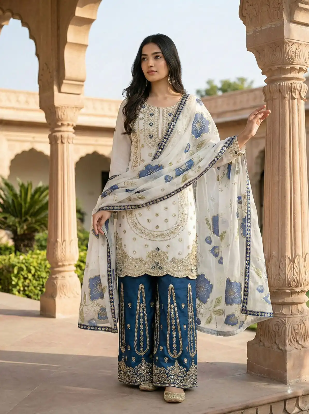 NSR 884 Blue Organza Silk Salwar Suit with Digital Print & Embroidery Work. Introductory Price ₹2149. Delivery 4-6 Working Days. Shop now. | Jump Suits, Straight Suits, Casual Suits, Creative suits, Designer Suits, Palazzo Suits, Party Wear Suits, Patiala Suits, Salwar suit
