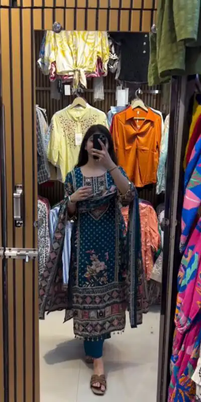 BE 439 Blue Printed Chinon Salwar Suit with Lace Work & Mirror Work. Affordable Price ₹1799. Delivery 4-6 Working Days. Shop now. | Jump Suits, Straight Suits, Casual Suits, Creative suits, Designer Suits, Palazzo Suits, Party Wear Suits, Patiala Suits, Salwar suit