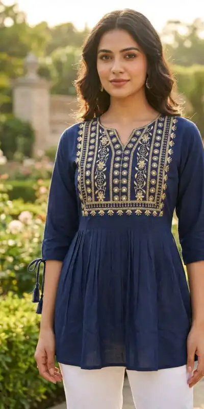 INLI Charmi vol 5 Blue Rayon Thread Work Kurti . Wedding, Party, Festive, Events Affordable Price ₹1349. Delivery 4-6 Working Days. Shop now. | Bollywood Kurti, Creative Kurtis, Designer Kurti, Kurti, Party Wear Kurti, Selfie Kurti