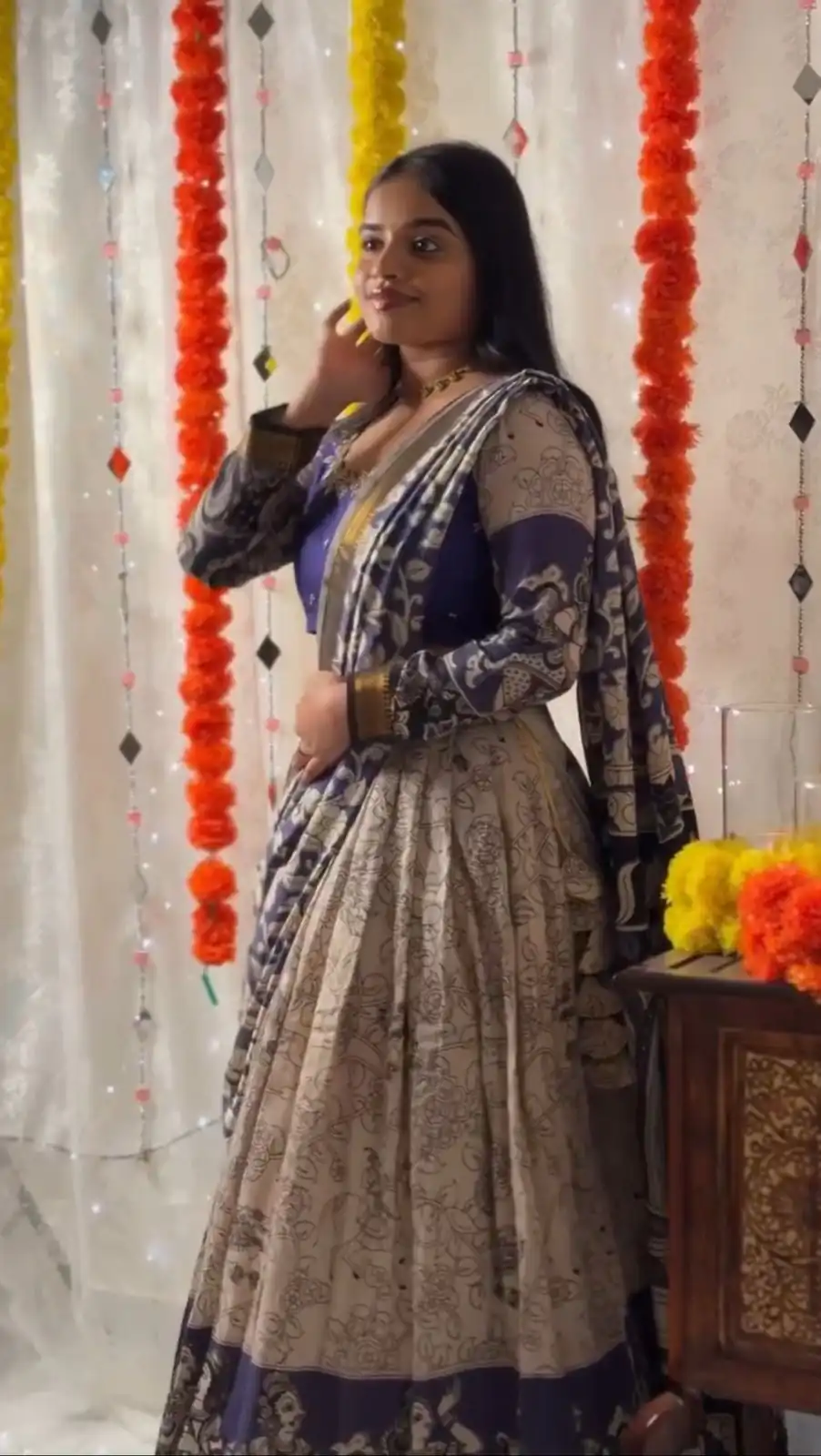 PC 562 Blue in Rion Cotton Kalamkari Print Lehenga Choli . Wedding, Party, Festive, Events, Now at just ₹2149. Delivery 4-6 Working Days. Shop now. | Bollywood Lehenga, Creative Lehenga, Designer Lehenga, Embroidered Lehenga, Lehenga, Party Wear Lehenga