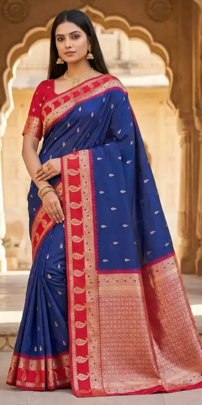 MB 187 Blue Color in Soft Banarasi Zari Work & Lace Work Saree . Available at ₹2049 only. Delivery 4-6 Working Days. Shop now. | Bollywood Sarees, Creative Sarees, Designer Sarees, Embroidered Sarees, Ethnic Saree, Modern Digital sarees, Party Wear Sarees, Sarees