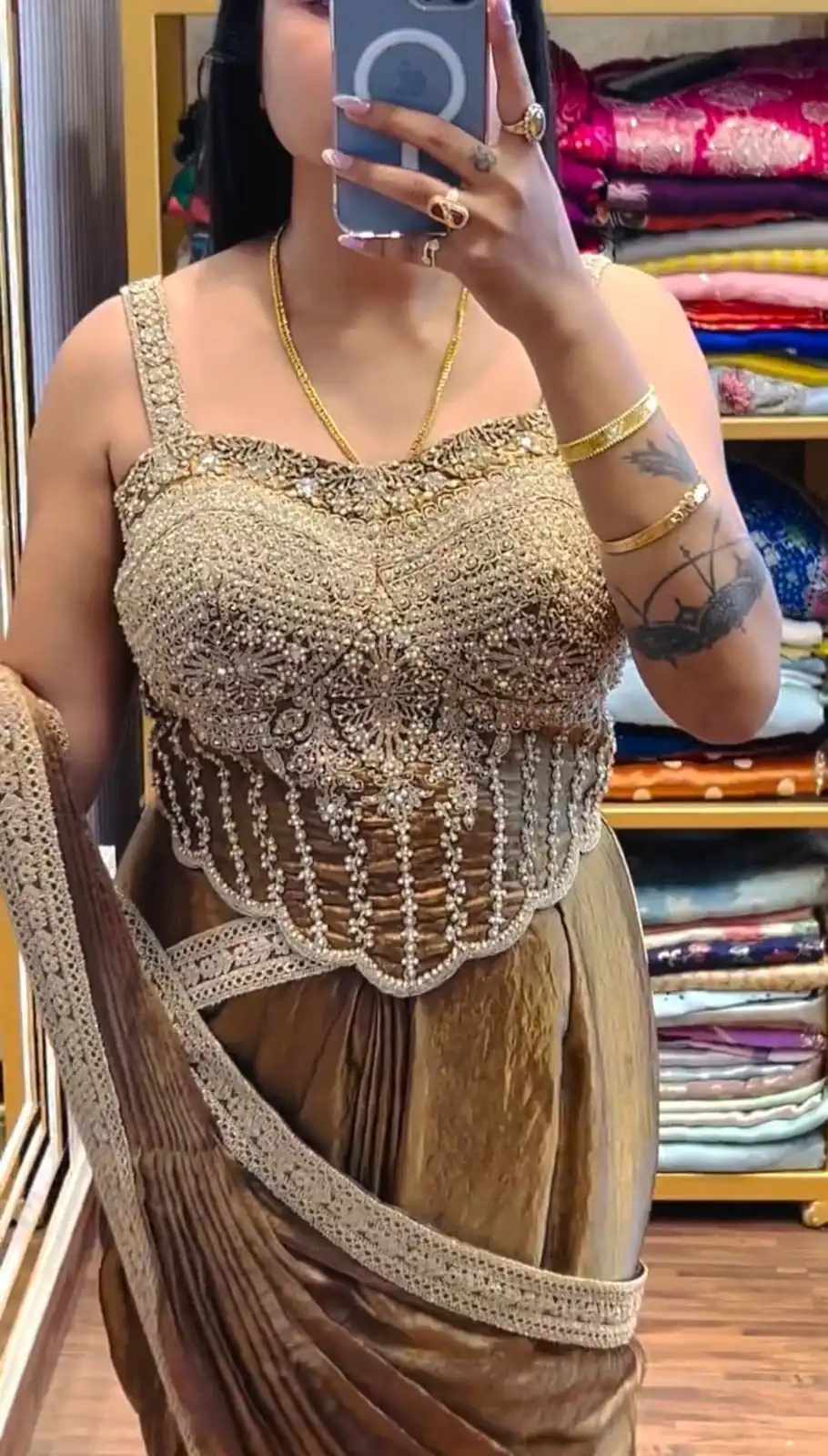 ST 1155 Brown in Fandy Satin Lace Work & Embroidery Work Saree . Special Price ₹2149. Delivery 4-6 Working Days. Shop now. | Bollywood Sarees, Creative Sarees, Designer Sarees, Embroidered Sarees, Ethnic Saree, Modern Digital sarees, Party Wear Sarees, Sarees