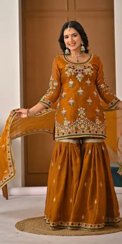 ND 5056 Brown Fandy Silk Salwar Suit with Embroidery Work. Wedding, Party, Festive, Events Now at just ₹2649. Delivery 4-6 Working Days. Shop now. | Jump Suits, Straight Suits, Casual Suits, Creative suits, Designer Suits, Palazzo Suits, Party Wear Suits, Patiala Suits, Salwar suit