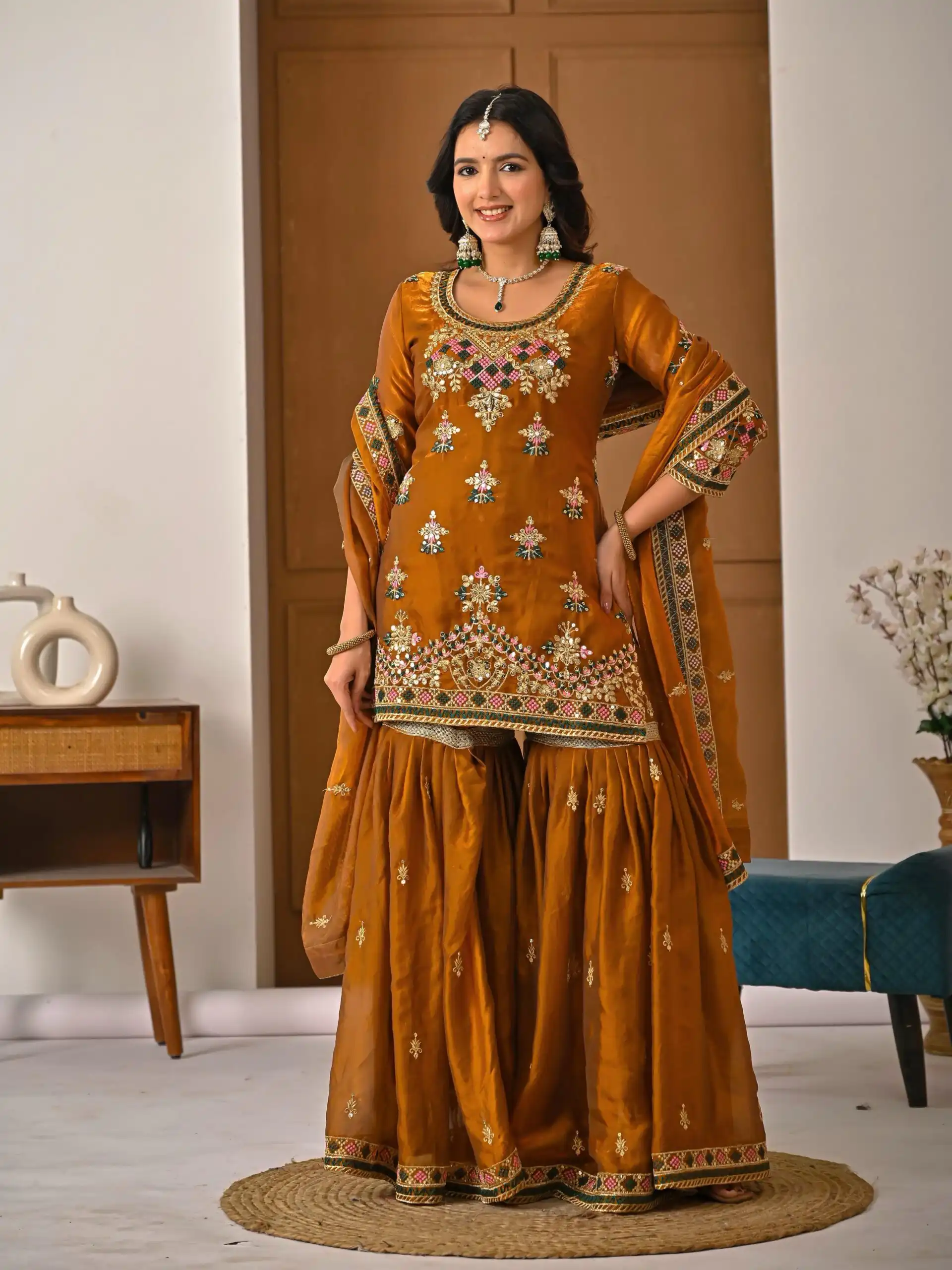 ND 5056 Brown Fandy Silk Salwar Suit with Embroidery Work. Wedding, Party, Festive, Events Now at just ₹2649. Delivery 4-6 Working Days. Shop now. | Jump Suits, Straight Suits, Casual Suits, Creative suits, Designer Suits, Palazzo Suits, Party Wear Suits, Patiala Suits, Salwar suit
