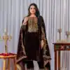 Brown Velvet Sequence 5 mm Work Salwar Suit