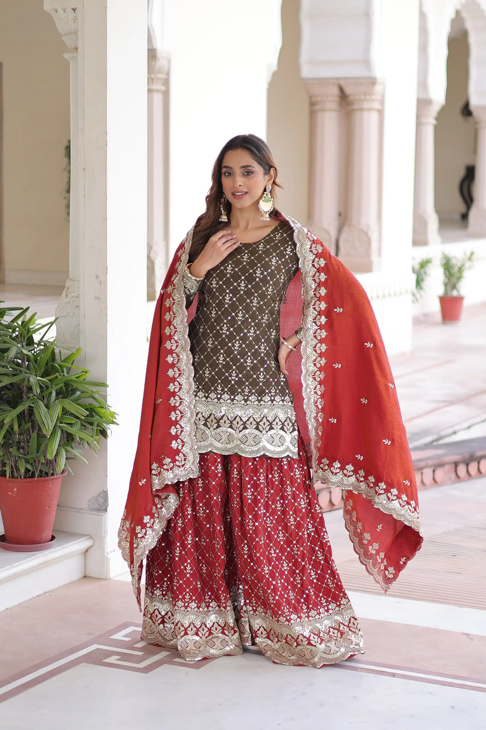 KA 1226 Brown Vichitra Silk Salwar Suit with Zari Work & Embroidery Work. Introductory Price ₹2649. Delivery 4-6 Working Days. Shop now. | Jump Suits, Straight Suits, Casual Suits, Creative suits, Designer Suits, Palazzo Suits, Party Wear Suits, Patiala Suits, Salwar suit