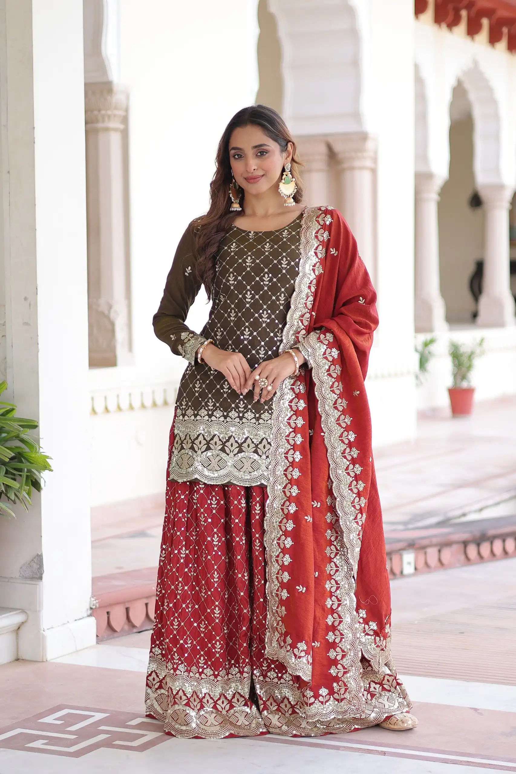 KA 1226 Brown Vichitra Silk Salwar Suit with Zari Work & Embroidery Work. Introductory Price ₹2649. Delivery 4-6 Working Days. Shop now. | Jump Suits, Straight Suits, Casual Suits, Creative suits, Designer Suits, Palazzo Suits, Party Wear Suits, Patiala Suits, Salwar suit
