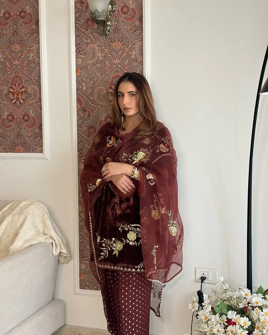 MF 488 Brown Viscose Velvet Salwar Suit. Perfect for Wedding, Party, Lohri, Makar Sankranti, Engagement – Affordable Price ₹2149. Delivery 4-6 Workin | Jump Suits, Straight Suits, Casual Suits, Creative suits, Designer Suits, Palazzo Suits, Party Wear Suits, Patiala Suits, Salwar suit