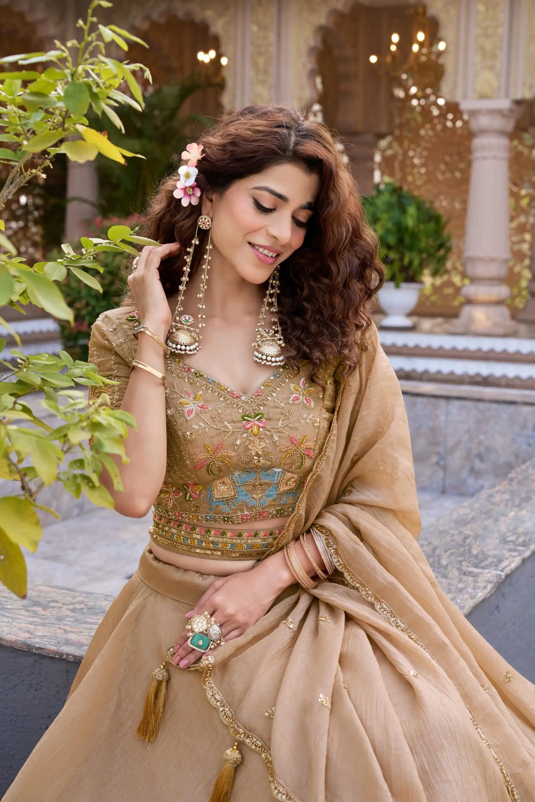 Ram 160 Chiku Color Crunchy Lehenga Choli with Embroidery Work. Online Festive Deal ₹3199. Delivery 4-6 Working Days. Shop now. | Bollywood Lehenga, Creative Lehenga, Designer Lehenga, Embroidered Lehenga, Lehenga, Party Wear Lehenga