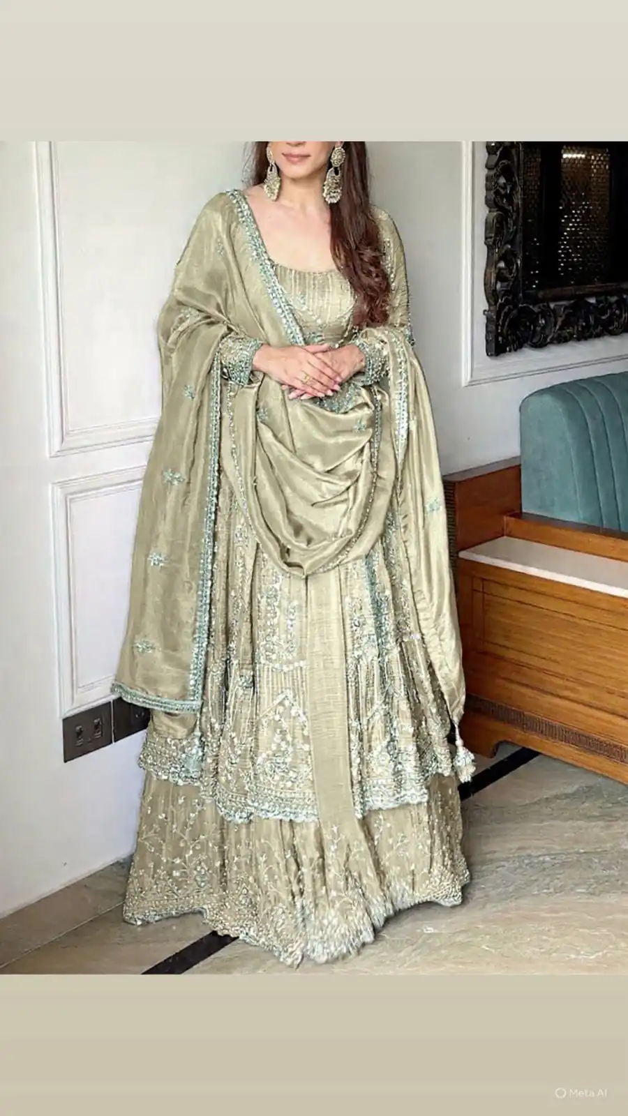 VLM 297 Cream Crunchy Silk with Lace Work & Embroidery Work Gown . Introductory Price ₹2499. Delivery 4-6 Working Days. Shop now. | Bollywood Gowns, Creative Gowns, Designer Gowns, Embroidered Gowns, Gowns, Party Wear Gowns