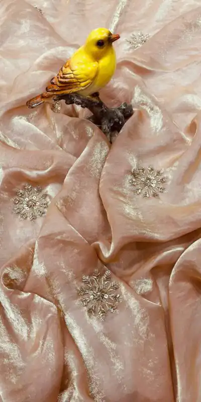 BT 3142 Cream Fandy Satin Silk Saree Perfect for Wedding, Party, Karwa Chauth, Reception, Pooja – . Festive Deal ₹1999. Delivery 4-6 Working Days. | Bollywood Sarees, Creative Sarees, Designer Sarees, Embroidered Sarees, Ethnic Saree, Modern Digital sarees, Party Wear Sarees, Sarees