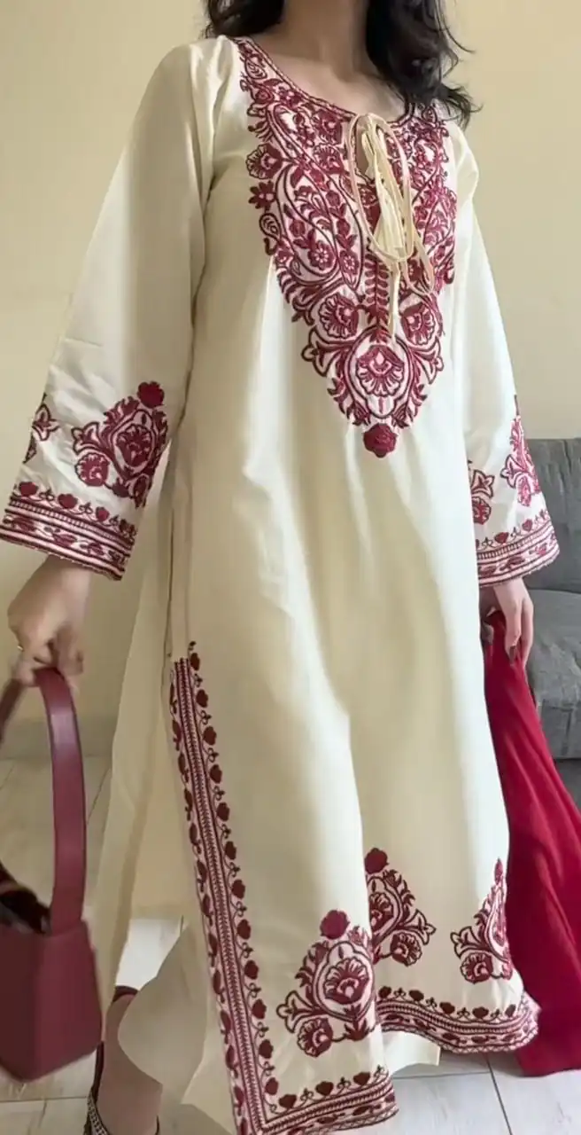 DC 108 Cream Color Natural Crep Salwar Suit with Embroidery Work. Wedding, Party, Festive, Best Price ₹1849. Delivery 4-6 Working Days. Shop now. | Jump Suits, Straight Suits, Casual Suits, Creative suits, Designer Suits, Palazzo Suits, Party Wear Suits, Patiala Suits, Salwar suit