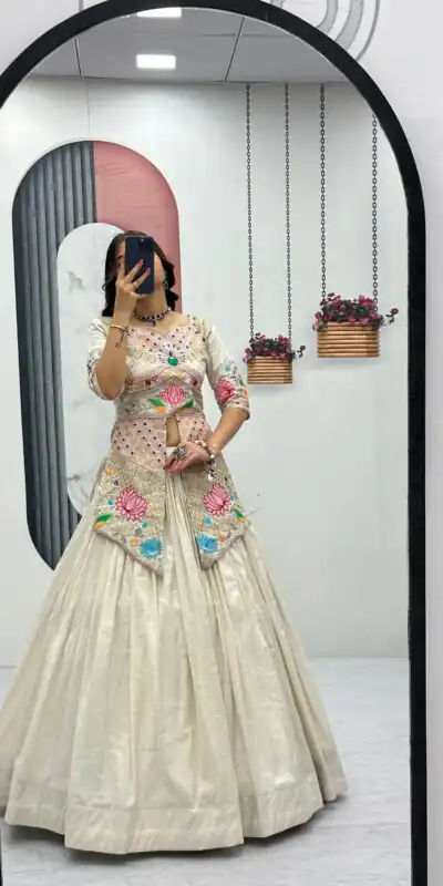 PC 557 Cream Simar Cosmos Lehenga Choli Perfect for Wedding, Party, Lohri, Baby Shower, Housewarming – . Introductory Price ₹2649. Delivery 4-6 Workin | Bollywood Lehenga, Creative Lehenga, Designer Lehenga, Embroidered Lehenga, Lehenga, Party Wear Lehenga