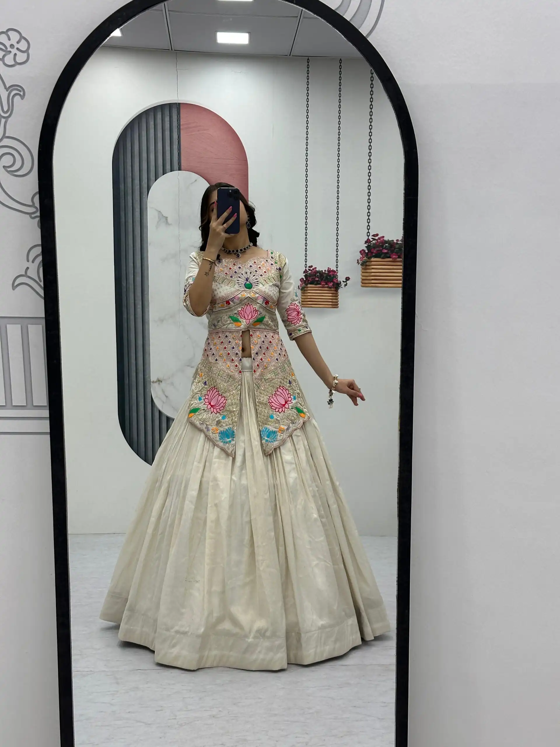 PC 557 Cream Simar Cosmos Lehenga Choli Perfect for Wedding, Party, Lohri, Baby Shower, Housewarming – . Introductory Price ₹2649. Delivery 4-6 Workin | Bollywood Lehenga, Creative Lehenga, Designer Lehenga, Embroidered Lehenga, Lehenga, Party Wear Lehenga