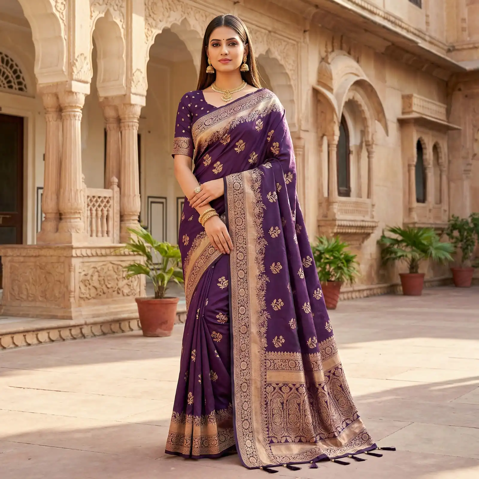 MB 39 Dark Purple Color Banarasi Saree with Zari Work & Lace Work. Introductory Price ₹1899. Delivery 4-6 Working Days. Shop now. | Bollywood Sarees, Creative Sarees, Designer Sarees, Embroidered Sarees, Ethnic Saree, Modern Digital sarees, Party Wear Sarees, Sarees