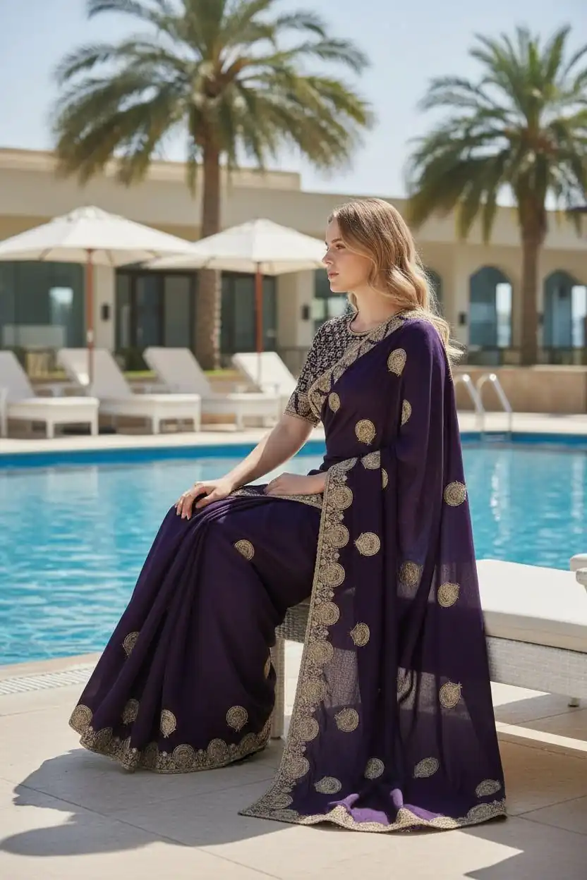 BT 442 Dark Purple in Fandy Satin Silk. Embroidery Work & Zari Work Saree Affordable Price ₹1999. Delivery 4-6 Working Days. Shop now. | Bollywood Sarees, Creative Sarees, Designer Sarees, Embroidered Sarees, Ethnic Saree, Modern Digital sarees, Party Wear Sarees, Sarees