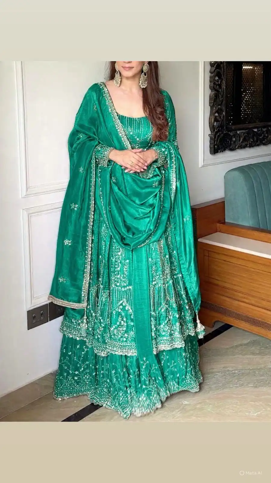 VLM 297 Firozi Crunchy Silk with Lace Work & Embroidery Work Gown . Introductory Price ₹2499. Delivery 4-6 Working Days. Shop now. | Bollywood Gowns, Creative Gowns, Designer Gowns, Embroidered Gowns, Gowns, Party Wear Gowns