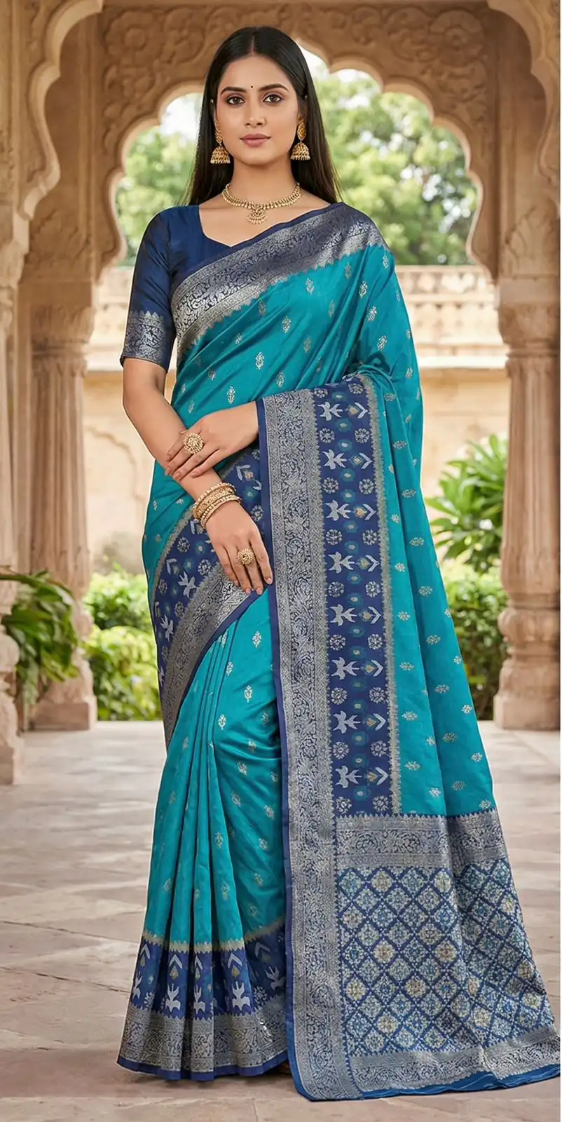 MB 6140 Firozi in Color Pochampalli Silk Lace Work & Zari Work Saree . Get it for ₹2049. Delivery 4-6 Working Days. Shop now. | Bollywood Sarees, Creative Sarees, Designer Sarees, Embroidered Sarees, Ethnic Saree, Modern Digital sarees, Party Wear Sarees, Sarees