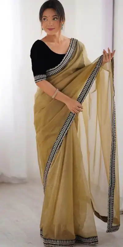 SC 1017 Gold Soft Twil Net Silk Saree Perfect for Wedding, Party, Temple Visit, Reception, Sangeet – . Now at just ₹1699. Delivery 4-6 Working Days. | Bollywood Sarees, Creative Sarees, Designer Sarees, Embroidered Sarees, Ethnic Saree, Modern Digital sarees, Party Wear Sarees, Sarees