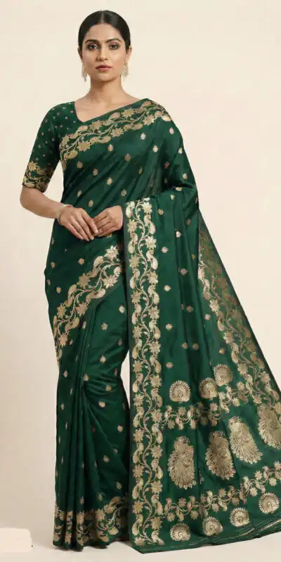 MB 213 Green Color Zari Work & Lace Work Saree in Banarasi Soft. Grab it for ₹1899. Delivery 4-6 Working Days .Online Shop now. | Bollywood Sarees, Creative Sarees, Designer Sarees, Embroidered Sarees, Ethnic Saree, Modern Digital sarees, Party Wear Sarees, Sarees