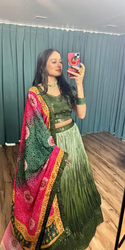 FB H60 Green Color Chinon Silk Sequins Work Lehenga Choli . Introductory Price ₹3649. Delivery 4-6 Working Days. Shop now. | Bollywood Lehenga, Creative Lehenga, Designer Lehenga, Embroidered Lehenga, Lehenga, Party Wear Lehenga