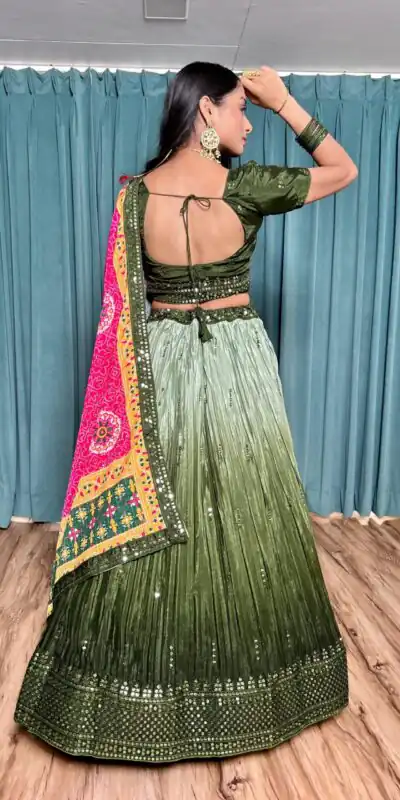 FB H60 Green Color Chinon Silk Sequins Work Lehenga Choli . Introductory Price ₹3649. Delivery 4-6 Working Days. Shop now. | Bollywood Lehenga, Creative Lehenga, Designer Lehenga, Embroidered Lehenga, Lehenga, Party Wear Lehenga