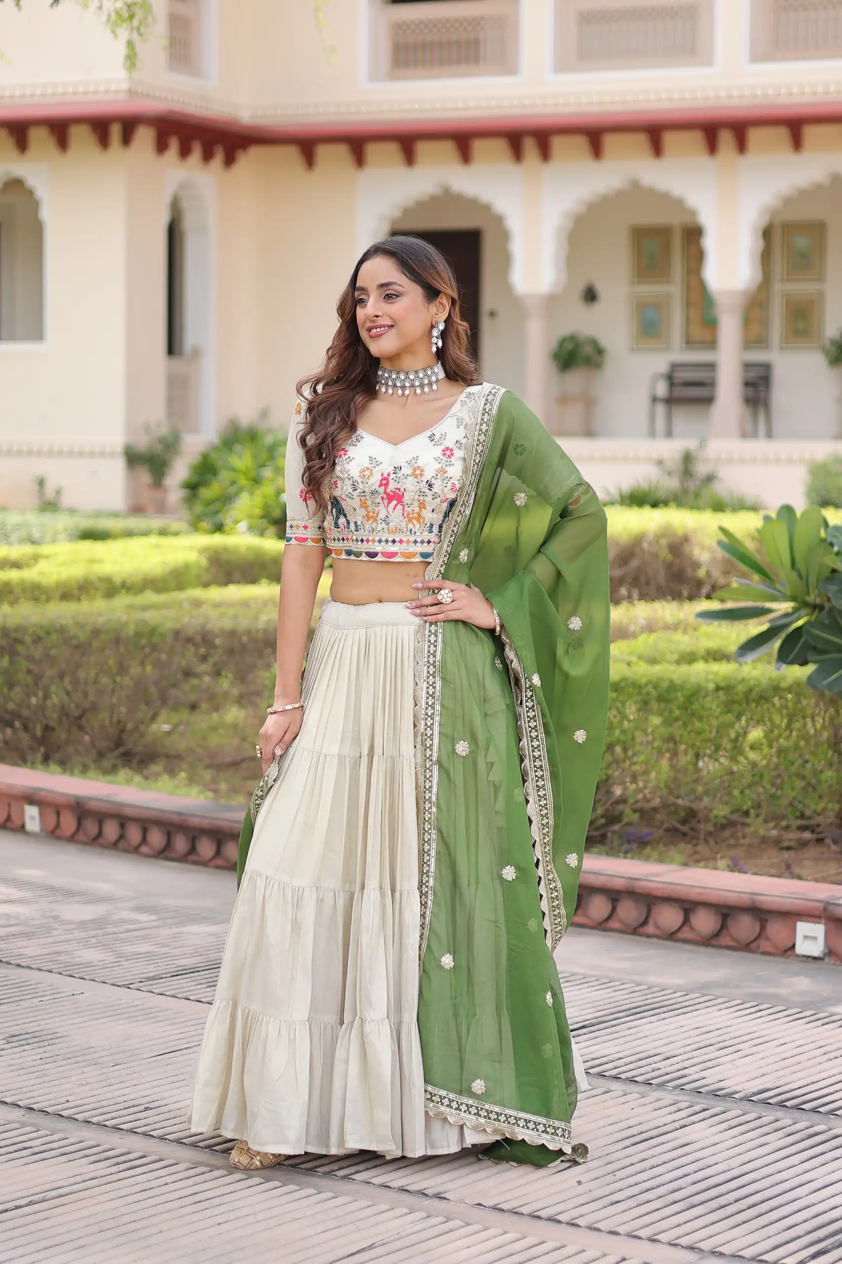 KA 5061 Green in Cosmos silk Embroidery Work & Zari Work Lehenga Choli . Get it for ₹2649. Delivery 4-6 Working Days. Shop now. | Bollywood Lehenga, Creative Lehenga, Designer Lehenga, Embroidered Lehenga, Lehenga, Party Wear Lehenga