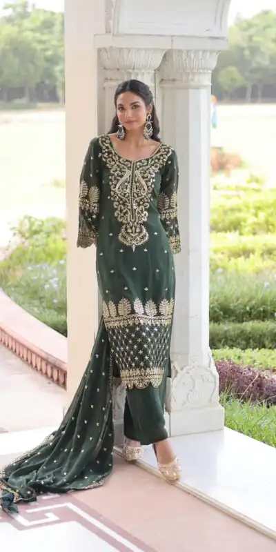 KA 1219 Green Faux Blooming Salwar SuitPerfect for Wedding, Party, Pongal, Baisakhi, Housewarming – . Now at just ₹2149. Delivery 4-6 Working Days. | Jump Suits, Straight Suits, Casual Suits, Creative suits, Designer Suits, Palazzo Suits, Party Wear Suits, Patiala Suits, Salwar suit