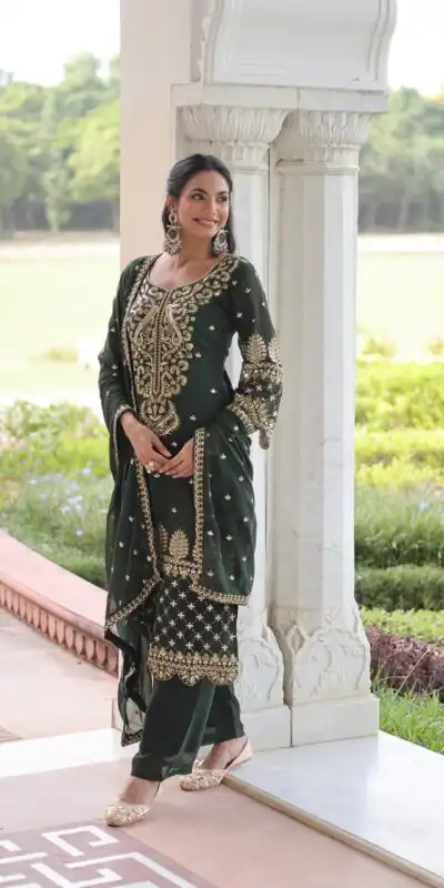 KA 1219 Green Faux Blooming Salwar SuitPerfect for Wedding, Party, Pongal, Baisakhi, Housewarming – . Now at just ₹2149. Delivery 4-6 Working Days. | Jump Suits, Straight Suits, Casual Suits, Creative suits, Designer Suits, Palazzo Suits, Party Wear Suits, Patiala Suits, Salwar suit