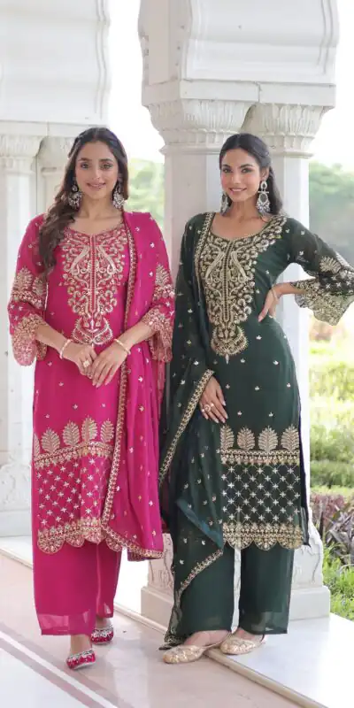 KA 1219 Green Faux Blooming Salwar SuitPerfect for Wedding, Party, Pongal, Baisakhi, Housewarming – . Now at just ₹2149. Delivery 4-6 Working Days. | Jump Suits, Straight Suits, Casual Suits, Creative suits, Designer Suits, Palazzo Suits, Party Wear Suits, Patiala Suits, Salwar suit