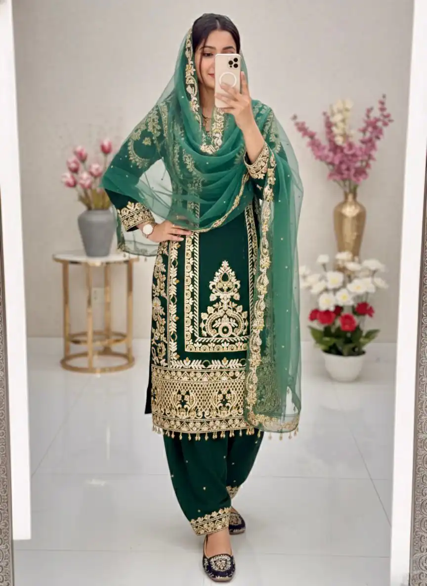 KF 1716 Green in Color Faux Georgette Embroidery Work Salwar Suit . Exclusive Offer ₹2099. Delivery 4-6 Working Days. Shop now. | Jump Suits, Straight Suits, Tops & Bottoms, Track Suits, Trendy Wear, Casual Suits, Creative suits, Designer Suits, Palazzo Suits, Party Wear Suits, Patiala Suits, Salwar suit