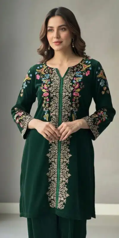 BE 426 Green Color Velvet Salwar Suit with Embroidery Work. Available at ₹1799 only. Delivery 4-6 Working Days. Shop now. | Jump Suits, Straight Suits, Tops & Bottoms, Track Suits, Trendy Wear, Casual Suits, Creative suits, Designer Suits, Palazzo Suits, Party Wear Suits, Patiala Suits, Salwar suit