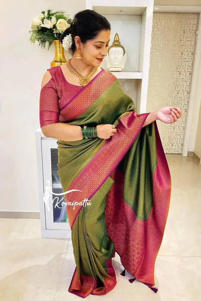 KPR 149 Green in Soft Lichi Silk Lace Work & Lace Border Saree. Affordable Price ₹1449. Delivery 4-6 Working Days. Shop now. | Bollywood Sarees, Creative Sarees, Designer Sarees, Embroidered Sarees, Ethnic Saree, Modern Digital sarees, Party Wear Sarees, Sarees