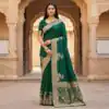 MB 25 GAJRAJ Green in Pure Banarasi Silk Zari Work & Lace Work Saree . Introductory Price ₹1899. Delivery 4-6 Working Days. Shop now. | Bollywood Sarees, Creative Sarees, Designer Sarees, Embroidered Sarees, Ethnic Saree, Modern Digital sarees, Party Wear Sarees, Sarees