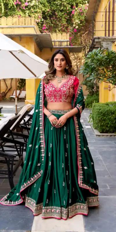 LNB 1449 Green in Silk Satin Embroidery Work & Sequins Work Lehenga Choli . Now at just ₹3749. Delivery 4-6 Working Days. Shop now. | Bollywood Lehenga, Creative Lehenga, Designer Lehenga, Embroidered Lehenga, Lehenga, Party Wear Lehenga