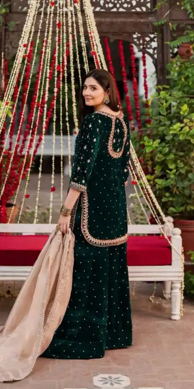 KF 1707 Green with Embroidery Work & Lace Work Viscose Velvet Salwar Suit . Introductory Price ₹2399. Delivery 4-6 Working Days. Shop now. | Jump Suits, Straight Suits, Casual Suits, Creative suits, Designer Suits, Palazzo Suits, Party Wear Suits, Patiala Suits, Salwar suit