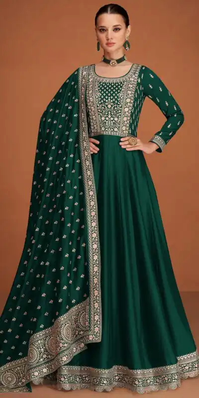 FC 9577 Green Color Vichitra Salwar Suit with Embroidery Work. Available at ₹2649 only. Delivery 4-6 Working Days. Shop now. | Jump Suits, Straight Suits, Casual Suits, Creative suits, Designer Suits, Palazzo Suits, Party Wear Suits, Patiala Suits, Salwar suit