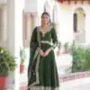 KA 1215 Green Vichitra Silk Gown Perfect for Wedding, Party, Holi, Anniversary, Mehendi –. Grab it for ₹2449. Delivery 4-6 Working Days. Shop now. | Bollywood Gowns, Creative Gowns, Designer Gowns, Embroidered Gowns, Gowns, Party Wear Gowns