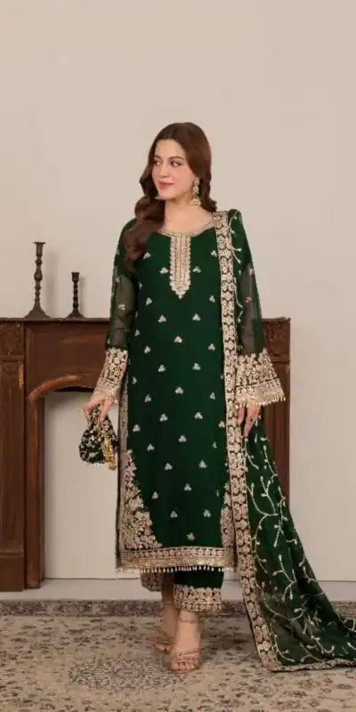 LG 2059 Green Color Zimmy Choo Salwar Suit with Embroidery Work. Wedding, Party, Festive, Events, Grab it for ₹2399. Delivery 4-6 Working Days. Shop now. | Jump Suits, Straight Suits, Casual Suits, Creative suits, Designer Suits, Palazzo Suits, Party Wear Suits, Patiala Suits, Salwar suit