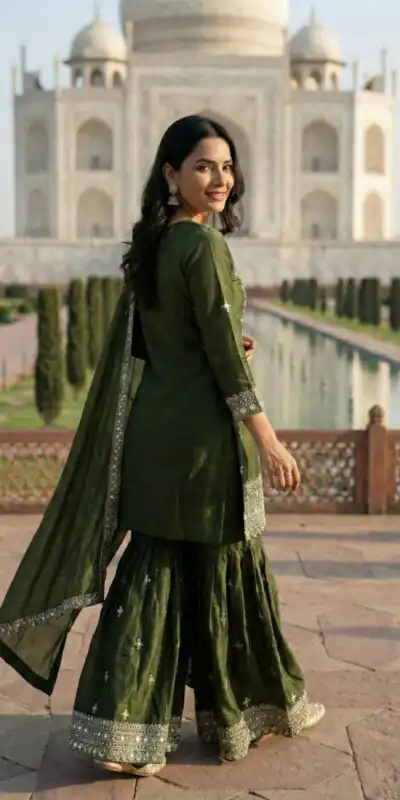 ZSR 3160 Green Zimmy Silk Salwar Suit with Embroidery Work & Mirror Work. Grab it for ₹2399. Delivery 4-6 Working Days. Shop now. | Jump Suits, Straight Suits, Casual Suits, Creative suits, Designer Suits, Palazzo Suits, Party Wear Suits, Patiala Suits, Salwar suit
