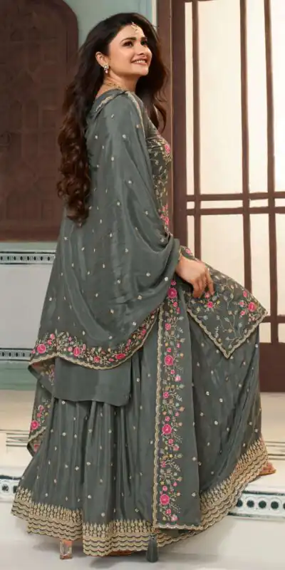 FC AVANTI 66301 Grey Chinon Salwar Suit Perfect for Wedding, Party, Traditional Day, Durga Puja, Makar Sankranti – . Get it for ₹3049. Delivery 4-6 Wor | Jump Suits, Straight Suits, Casual Suits, Creative suits, Designer Suits, Palazzo Suits, Party Wear Suits, Patiala Suits, Salwar suit