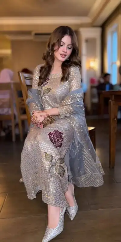 ST 1162 Grey in Faux Georgette Sequins Work & Embroidery Work Salwar Suit . Get it for ₹1999. Delivery 4-6 Working Days. Shop now. | Jump Suits, Straight Suits, Casual Suits, Creative suits, Designer Suits, Palazzo Suits, Party Wear Suits, Patiala Suits, Salwar suit