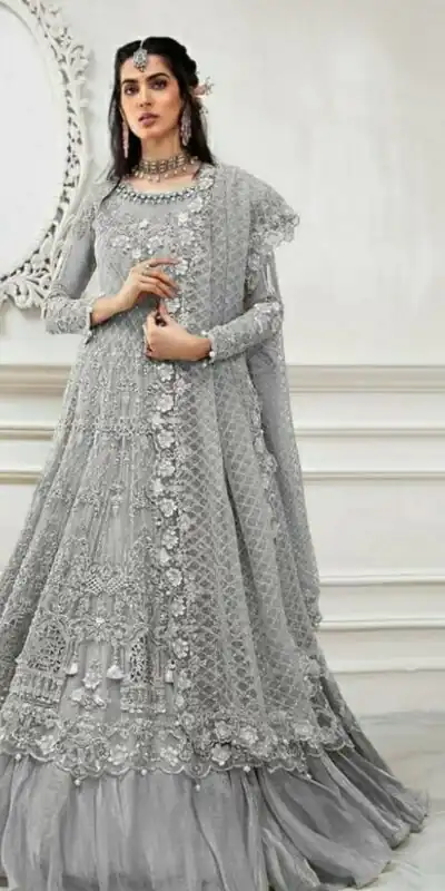 FC 108 Grey in Heavy Net Stone Work & Embroidery Work Salwar Suit . Get it for ₹2149. Delivery 4-6 Working Days. Shop now. | Jump Suits, Straight Suits, Casual Suits, Creative suits, Designer Suits, Palazzo Suits, Party Wear Suits, Patiala Suits, Salwar suit