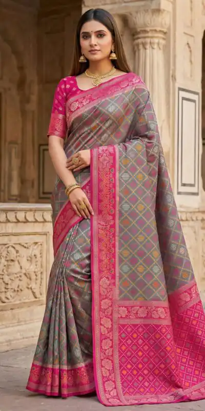 MB 6088 Grey Color Lace Work & Zari Work Sareein Pochampalli Silk. Best Price ₹2049. Delivery 4-6 Working Days. Shop now. | Bollywood Sarees, Creative Sarees, Designer Sarees, Embroidered Sarees, Ethnic Saree, Modern Digital sarees, Party Wear Sarees, Sarees