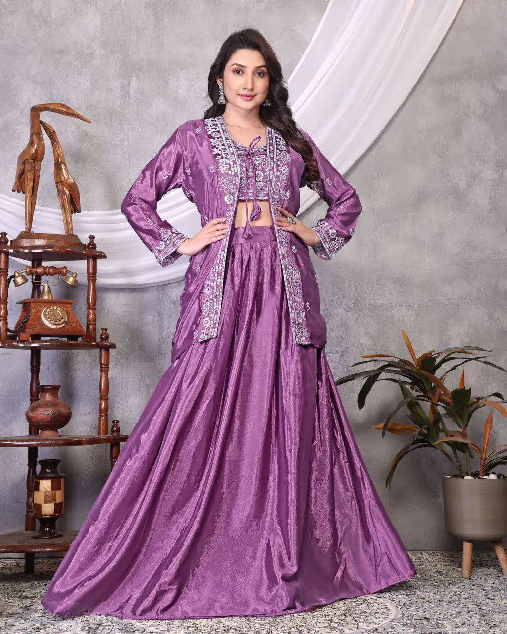 BB 02 Lavender Chinon Silk Lehenga Choli with Embroidery Work & Sequins Work. Available at ₹1999 only. Delivery 4-6 Working Days. Shop now. | Bollywood Lehenga, Creative Lehenga, Designer Lehenga, Embroidered Lehenga, Lehenga, Party Wear Lehenga