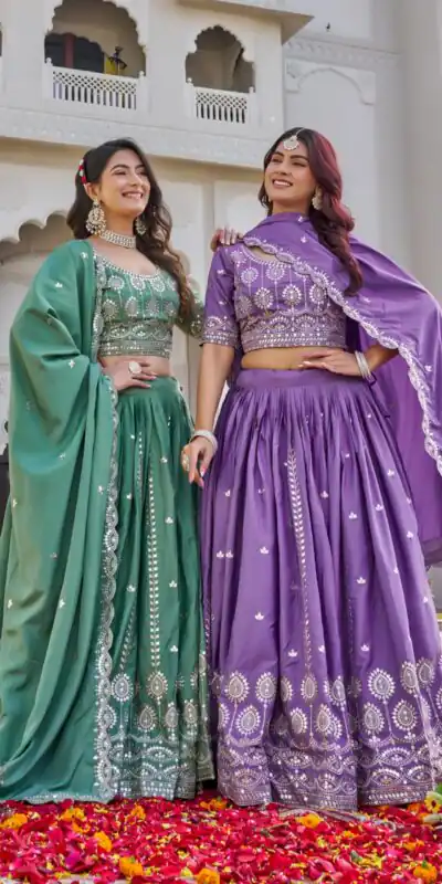 Ram 154 Lavender Color Crap Silk Lehenga Choli with Embroidery Work. Now at just ₹2549. Delivery 4-6 Working Days. Shop now. | Bollywood Lehenga, Creative Lehenga, Designer Lehenga, Embroidered Lehenga, Lehenga, Party Wear Lehenga
